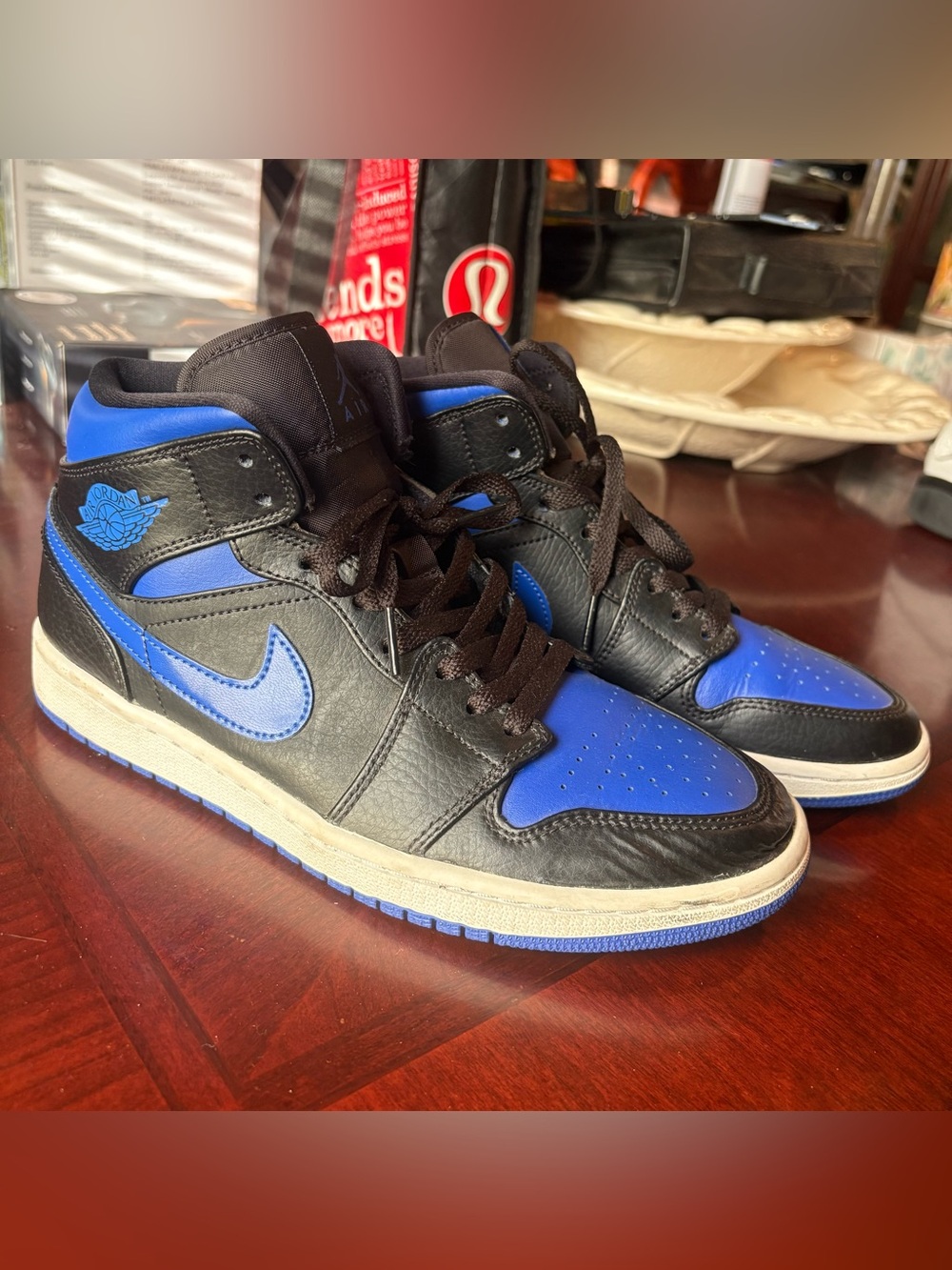 Jordan 1 Mid Black Hyper Royal Men’s 8